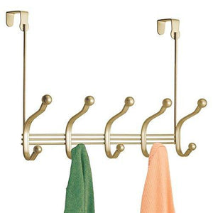 New mdesign over door 10 hook steel storage organizer rack for coats hoodies hats scarves purses leashes bath towels robes gold brass