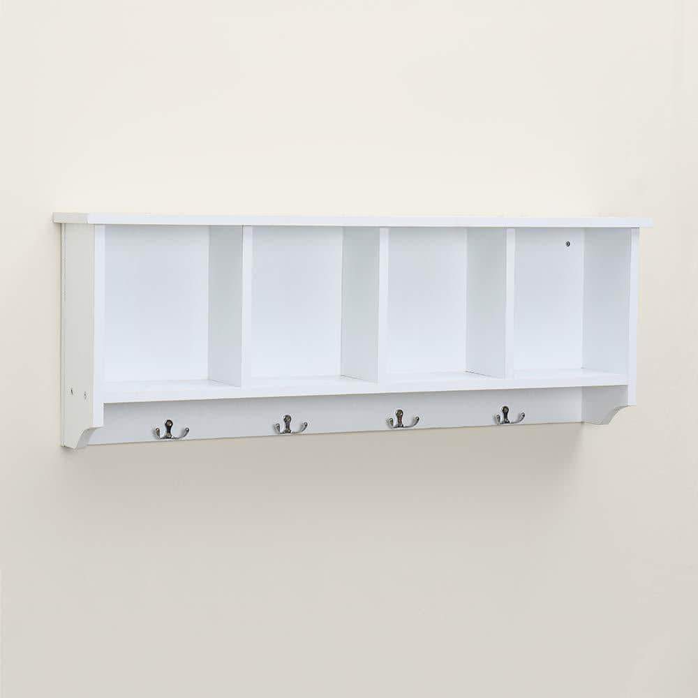 Best seller  love furniture floating shelf coat rack wall mounted cabinets hanging entryway shelf w 4 hooks storage cubbies organizer white