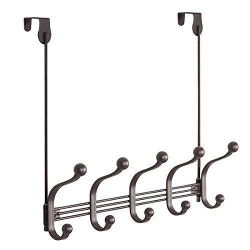 Save on mdesign vintage decorative metal double over the door multi 10 hooks storage organizer rack for hats and coats hoodies scarves purses leashes bath towels robes bronze