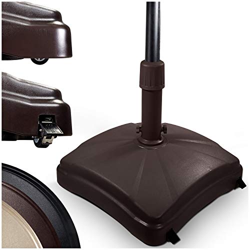 Shademobile Outdoor Umbrella Stand w/ Easy Rolling Base (up to 125lb) Heavy Duty Universal Design for Weighted Commercial Patio & Deck Big Mobile Sun Shade w/ Hidden Wheels | Bronze, Black, Sandstone