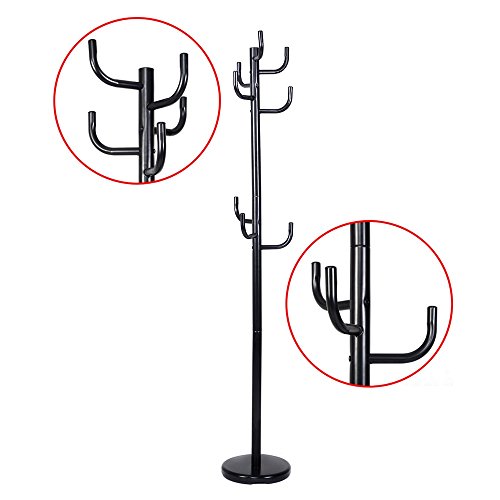 Hooks Coat Rack clothes Hat Shoes Umbrella Purse Holder Hanger Hall Stand Tree Black Metal New