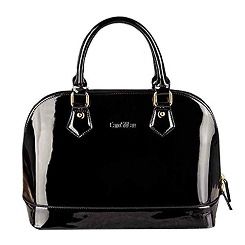 Monique Women Patent Leather Handbag Clutch Mini Dome Top Handle Bag Cross-body Bag Shoulder Bag