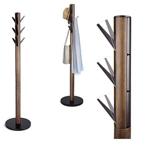 Heavy duty umbra flapper coat rack clothing hanger umbrella holder and hat organizer great for entryway black walnut