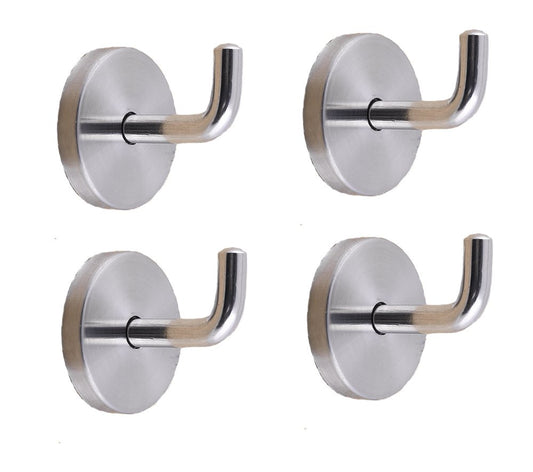 NELXULAS Brushed Stainless Steel Short Single Heavy Duty Wall Mount Hook, Coat Hook, Towel Hook, 4 in Pack