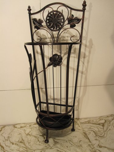 Brown Metal Wrought Iron Umbrella Holder Stand