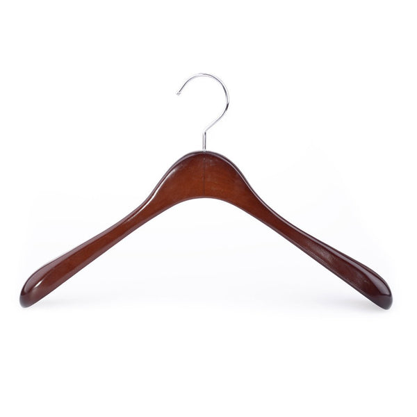 The best superior gugertree wooden wide shoulder coat hanger women clothing hangers with polished chrome hook attractive walnut finish 3 pack