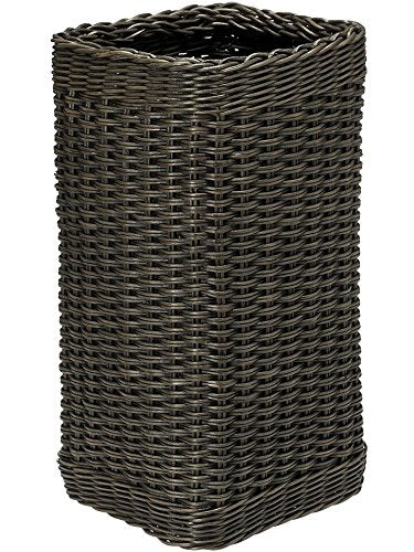 KOUBOO 1060068 Wicker Umbrella Stand with Water Catch, 10" x 10" x 20", Dark Brown Expresso