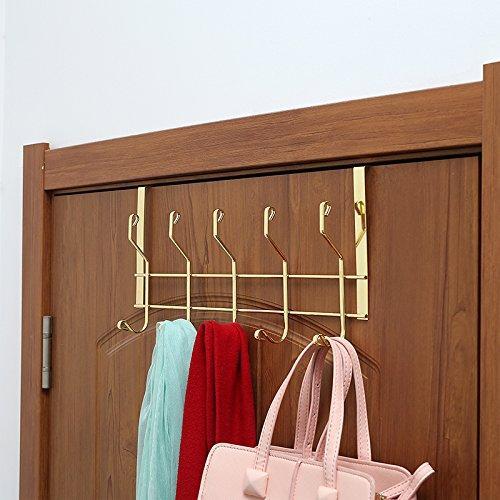 Kitchen ruiling 2 pack gold over the door hooks 10 hanger rack organizer for home office hanger coats hats towels more use