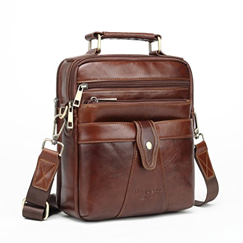 Langzu Men's Genuine Leather Messenger Shoulder Bag Handbag CrossBody Briefcase