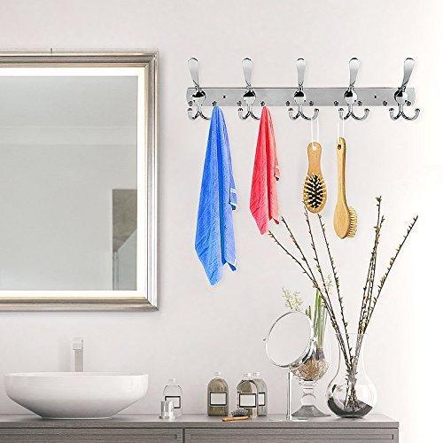 Explore turefans wall mounted coat hooks hook rail coat rack 2 packs with 15 hooks chrome plated steel coat robe hat hooks