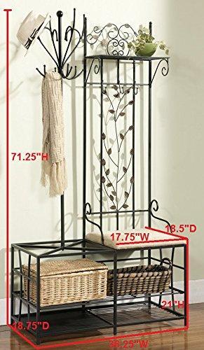 Online shopping kings brand black finish metal hallway storage bench with coat rack umbrella holder