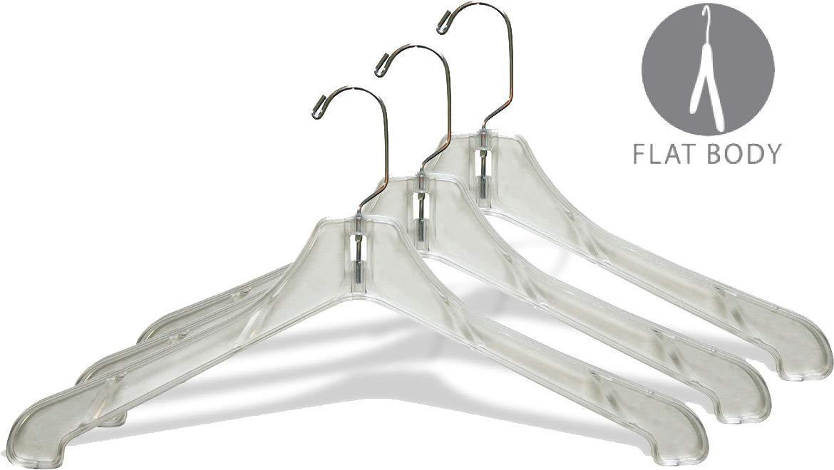 Latest the great american hanger company heavy duty clear plastic coat hanger box of 100 sturdy 1 2 inch thick top hangers w 360 degree chrome swivel hook for jacket or uniform