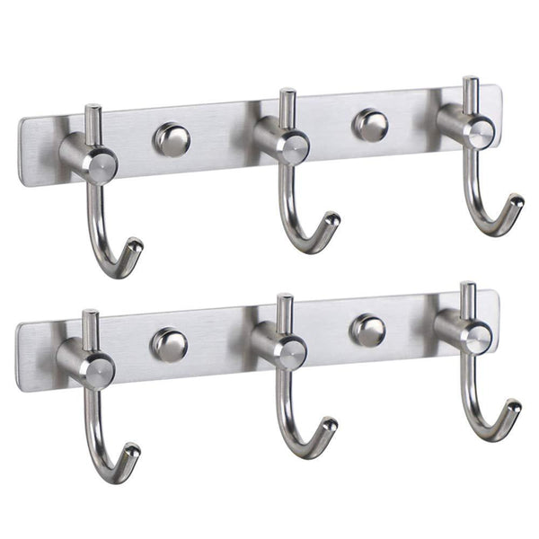 New mellewell hook rail coat rack with 3 hooks stainless steel 304 brushed nickel pack of 2