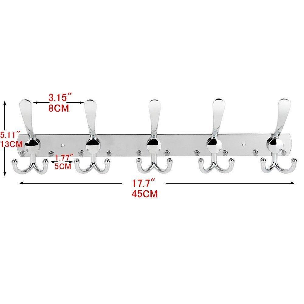 Products double row hooks wall hanger stainless steel rack hook coat hat clothes robe holder towel rack 2pack