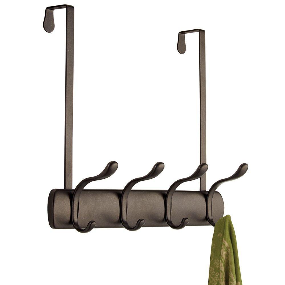 Selection interdesign bruschia over door storage rack organizer hooks for coats hats robes clothes or towels 4 dual hooks bronze