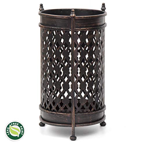 Dualplex Super Quality Umbrella Stand, Umbrella Holder, Antique Look Metal, Entry Hallway Décor, Round Style, w/Removable Drip Tray. Home, Office Decoration Rack Holds Umbrellas Canes Walking Sticks