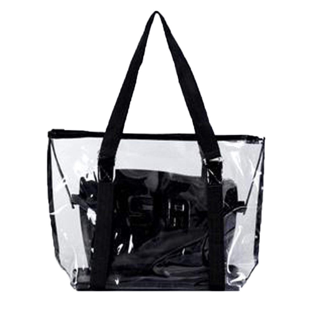 YJYdada Fashion Women Clear Beach Bag Waterproof Bag Shoulder Bag Handbag Messenger Bag (Black)