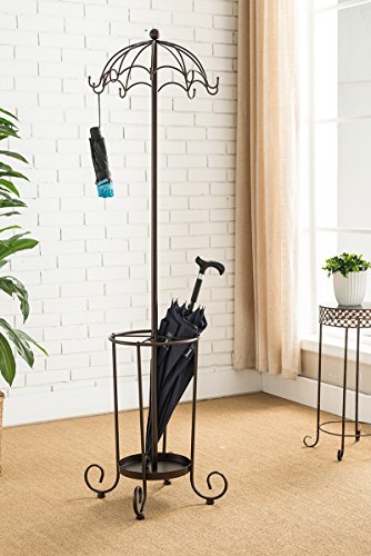 Kings Brand Furniture Coat Hat Rack Stand With Umbrella Holder, Bronze