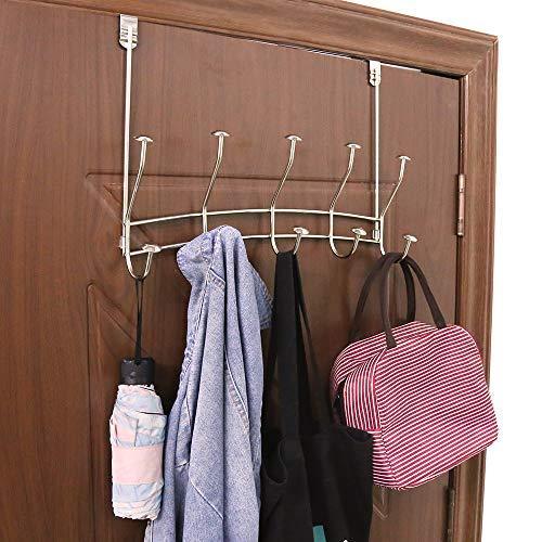 Exclusive vibrynt over the door hook rack heavy duty organizer hooks over door hanger for clothes coats towels hats or handbags