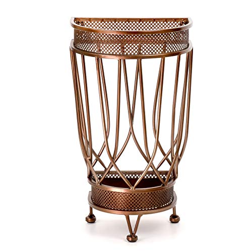 Dualplex Super Quality Umbrella Stand, Umbrella Holder, Antique Look Metal, Entry Hallway Décor, Wallside Style, w/Removable Drip Tray. Home, Office Decoration Rack Holds Umbrellas Canes Walking Stick