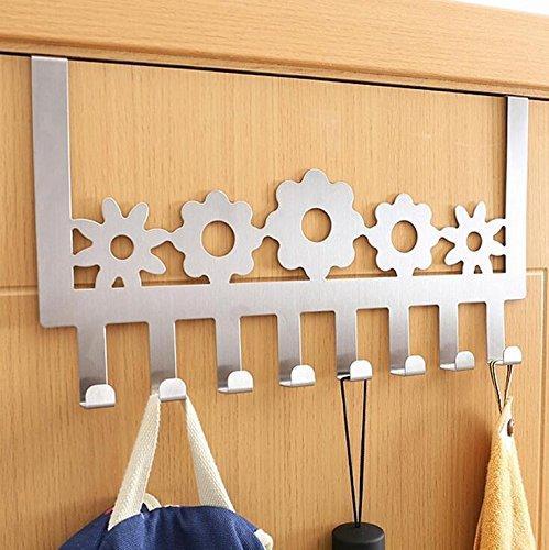 On amazon stainless steel over door hooks home kitchen cupboard cabinet towel coat hat bag clothes hanger holder organizer rack 8pcs suitable for the thickness door