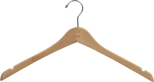Featured the great american hanger company curved wood top hanger box of 25 17 inch wooden hangers w natural finish chrome swivel hook notches for shirt jacket or coat
