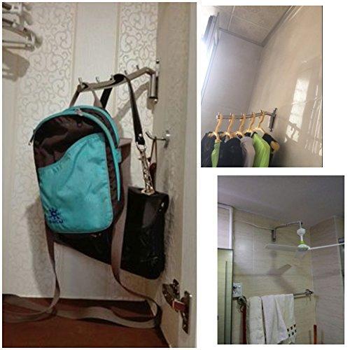 Shop here sumnacon wall mounted clothes hanger rack stainless steel garment hooks swing arm holder space saver coat robe storage organizer laundry room bedrooms clothing drying rack 5 hooks