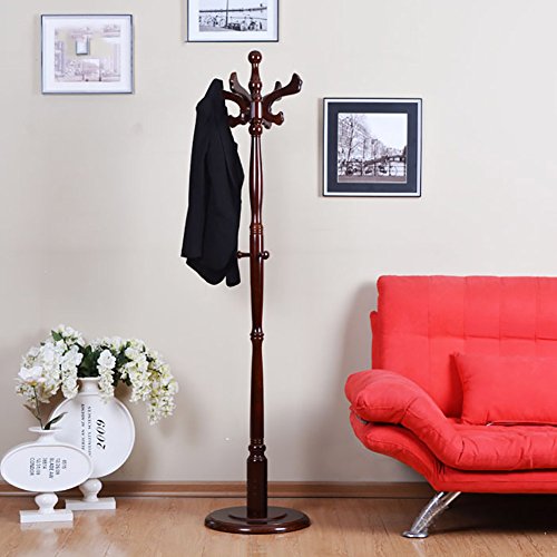 LXLA- Solid Wood Coat Rack Floor-standing Hangers Modern Simple Clothes Stand Bedroom Shelf Wooden Removable Living Room 180×40cm (Color : Brown)