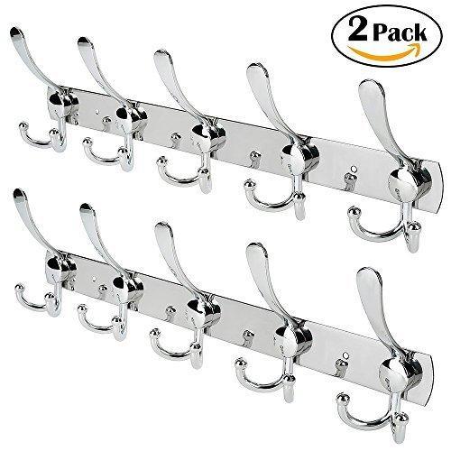 Get whitgo wall mount coat hook 2 pack 15 hooks stainless steel coat hangers rack robe hat clothes hook wall coat rack hooks