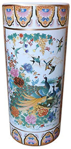 Oriental Furniture Warehouse 18" Satsuma Style Painted Porcelain Umbrella Stand