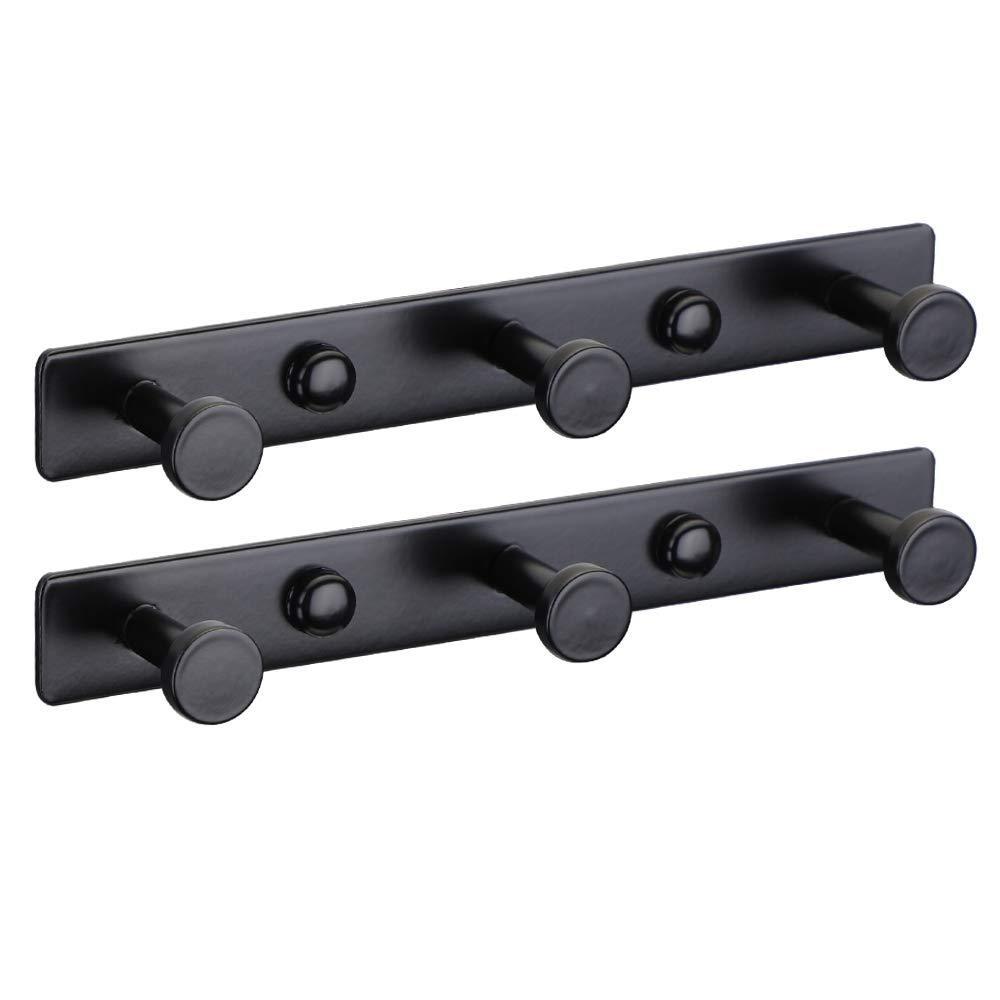 Storage mellewell 2 pcs hook rail robe towel coat hooks bag hanger and bathroom kitchen accessories stainless steel black hr8021 3 2