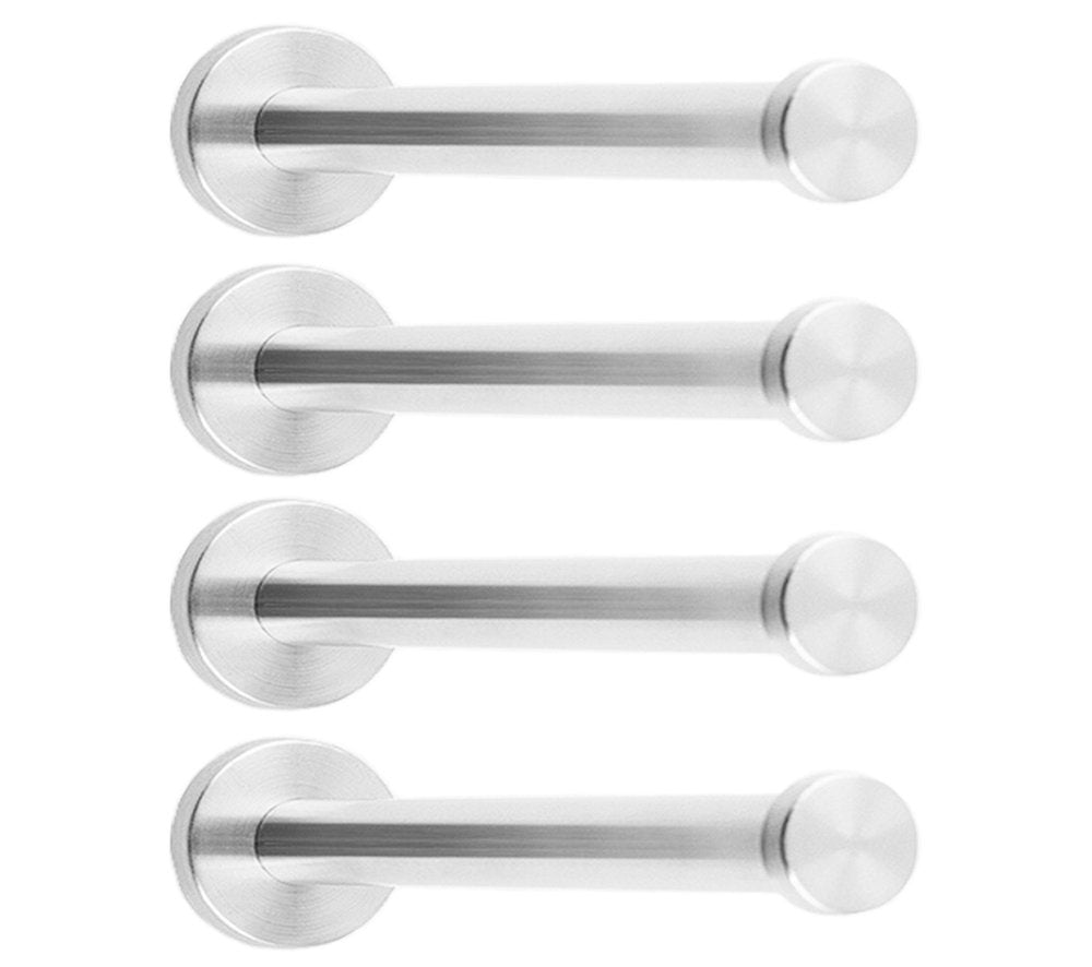 NELXULAS Brushed Stainless Steel Bath Towel Hooks Single Super Heavy Duty Wall Mount Hook, Coat Hook (6", 4 PCS)