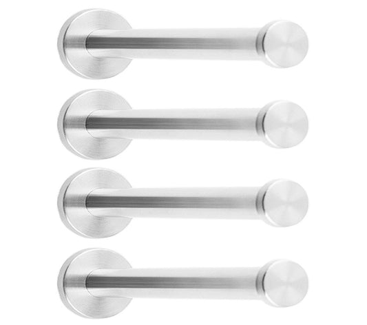 NELXULAS Brushed Stainless Steel Bath Towel Hooks Single Super Heavy Duty Wall Mount Hook, Coat Hook (6", 4 PCS)