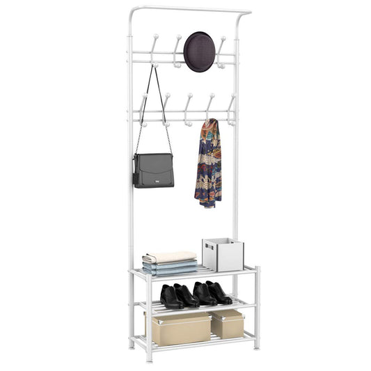 Topeakmart New Coat Rack Metal Coat Clothes Shoes Hat Umbrella Bag Steel Pipe Stand Rack Hanger Hooks