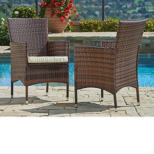 Outdoor Furniture Wicker Chairs (2-Piece Set) Thick, Durable Cushions | Partner with Tables, Umbrella Stand or Sofa | Porch, Backyard, Garden Seating
