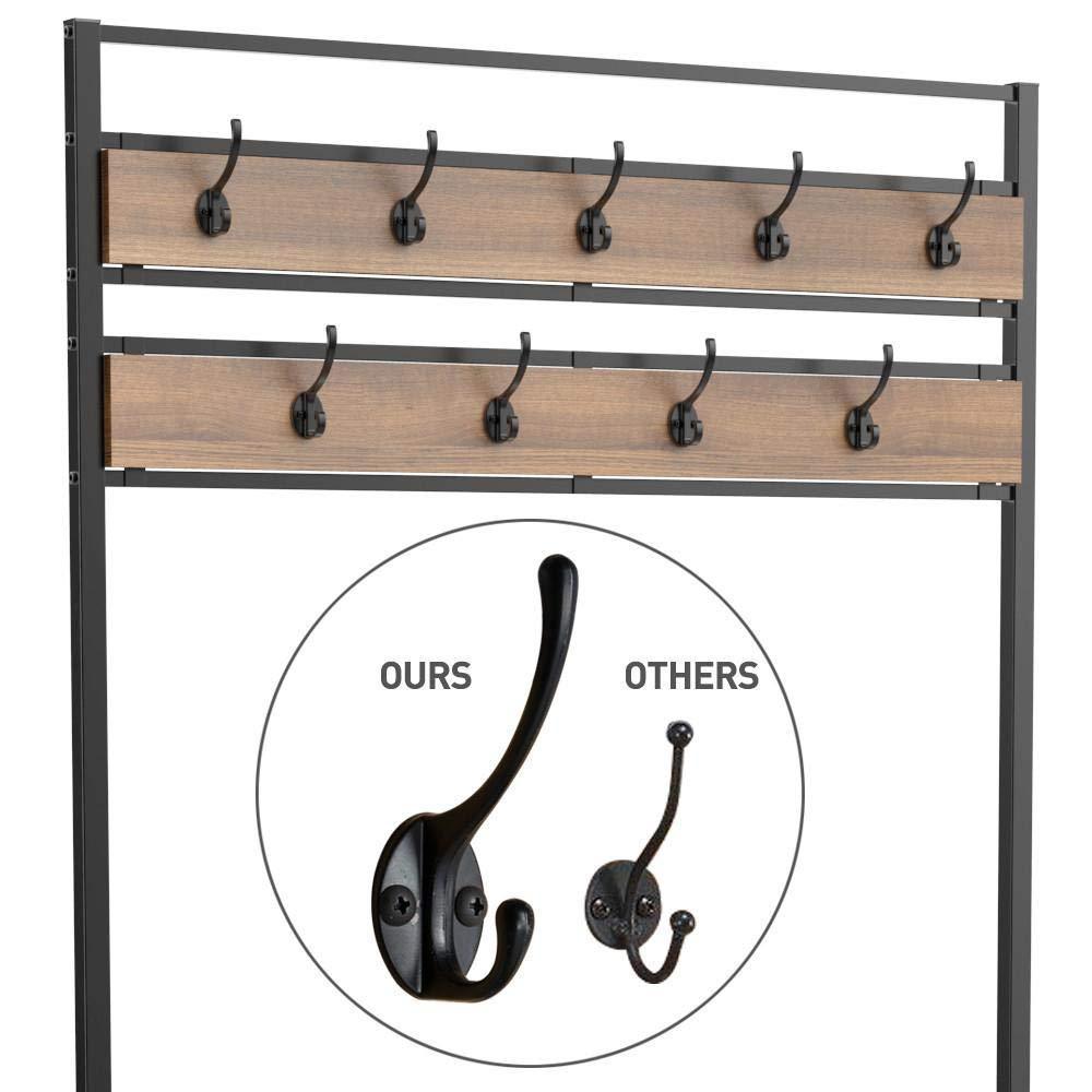 Try topeakmart vintage coat rack 3 in 1 hall tree entryway shoe bench coat stand storage shelves 9 hooks in black metal finish