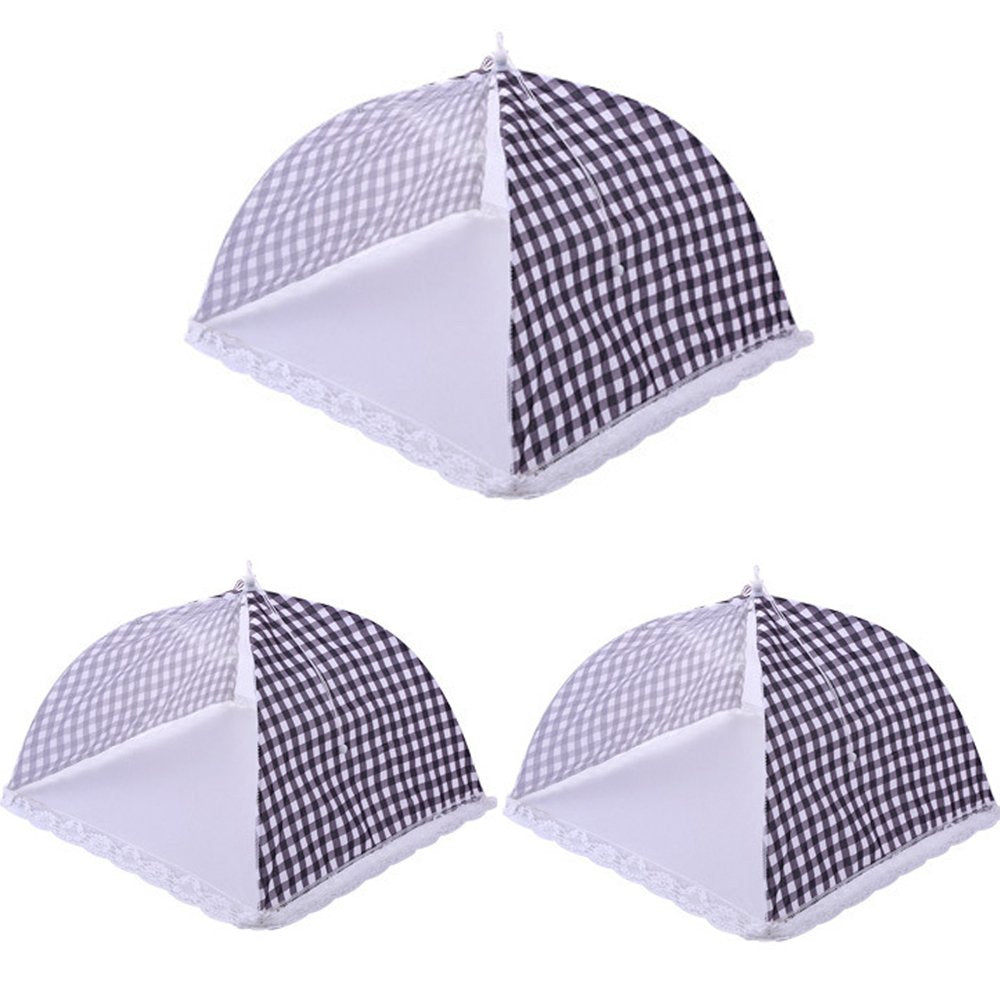 Large Pop-Up Mesh Screen Food Covers Tent 3 Pack - 12.6"x 12.6" Collapsible and Reusable Tabletop Food Net Umbrella Protector Tents Keep Out Flies, Bugs, Mosquitos for Outdoor BBQ Picnic Wedding Party