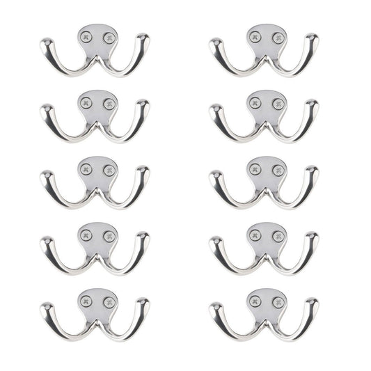 Best seller  bar face wall mount purse coat key hook double arm polished stainless steel set of 10