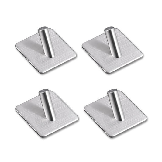 MagicSkin Towel Hooks 3M Self Adhesive for Bathroom& Kitchen, Heavy Duty 304 Stainless Steel Wall Hanger, Waterproof Coat Hooks, Seamless Adhesive Hooks (Pack of 4 )