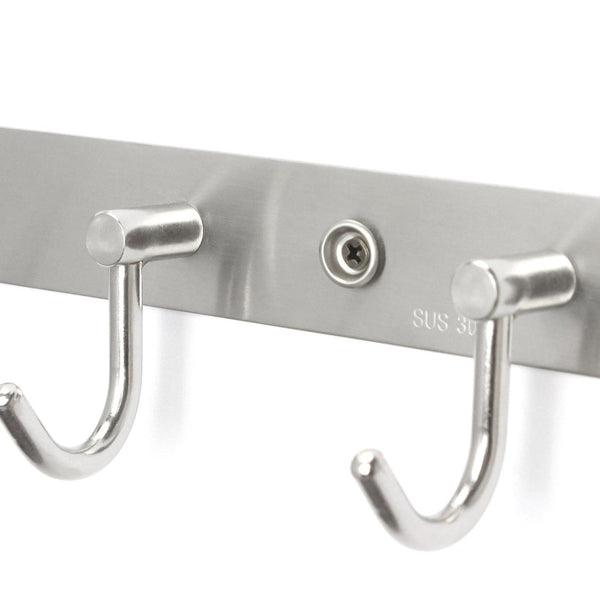 Shop for arks royal wall coat hooks solid stainless steel hanger rail durable hook rack for clothes bags or keys brushed stainless steel finish 8 hooks