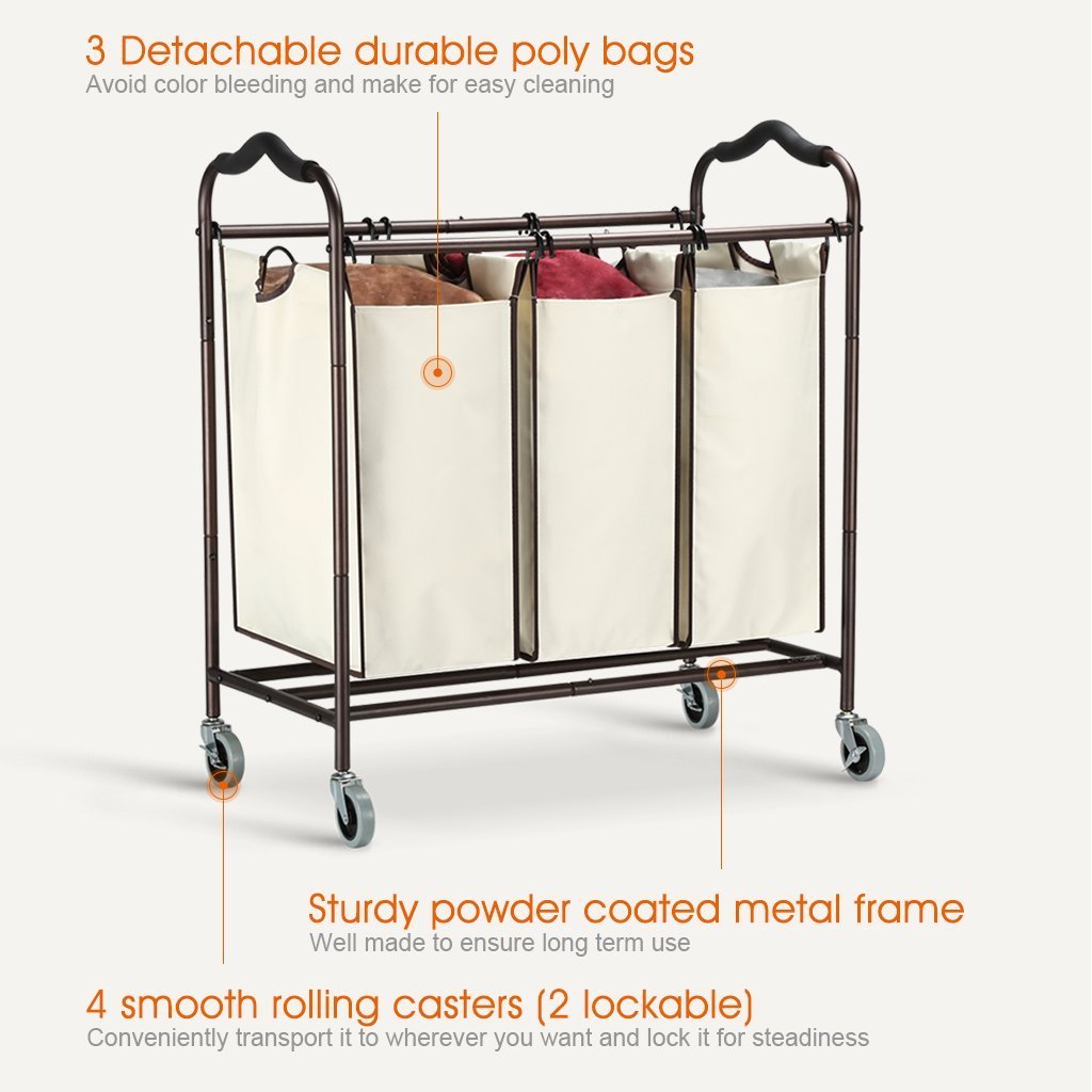 Great bbshoping organizer laundry hamper cart dirty clothes organibbshoping zer for bathroom bedroom utility room powder coated beige