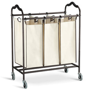 Exclusive bbshoping organizer laundry hamper cart dirty clothes organibbshoping zer for bathroom bedroom utility room powder coated beige