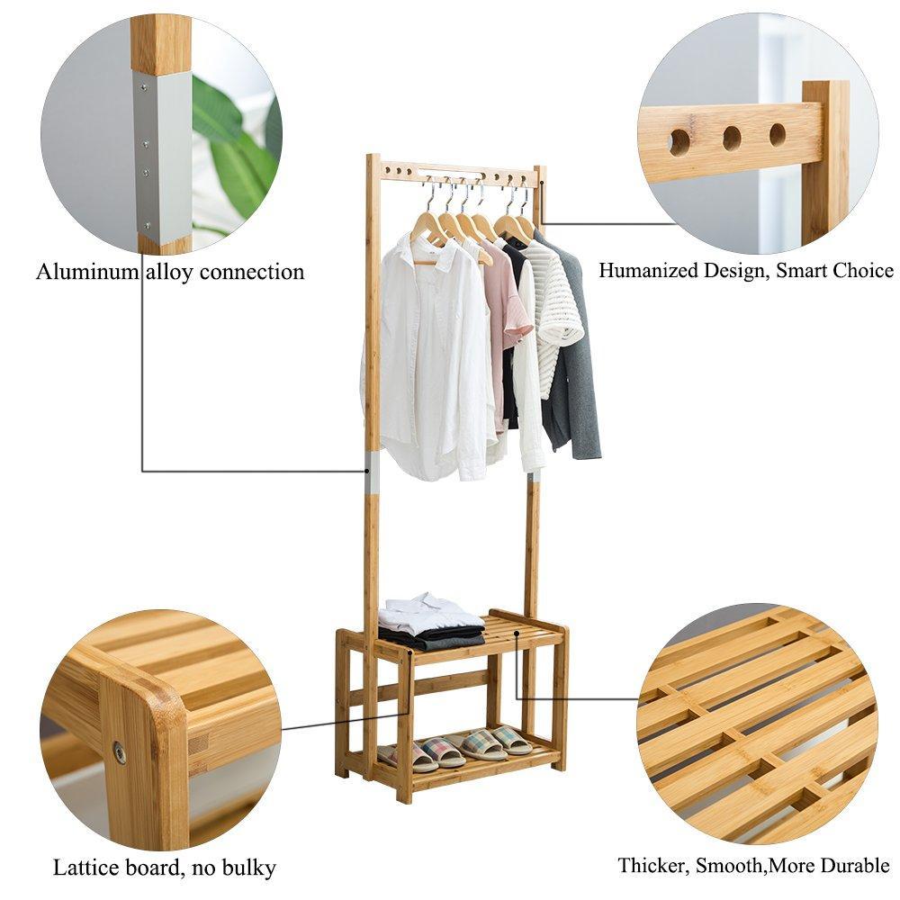 Budget friendly nnewvante coat rack bench hall trees shoes rack entryway 3 in 1 shelf organizer shelf environmental bamboo furniture bamboo 29 5x13 8x70in