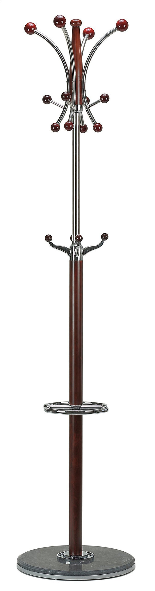 Top cortesi home octopus contemporary chrome and mahogany finish wood coat rack dark marble