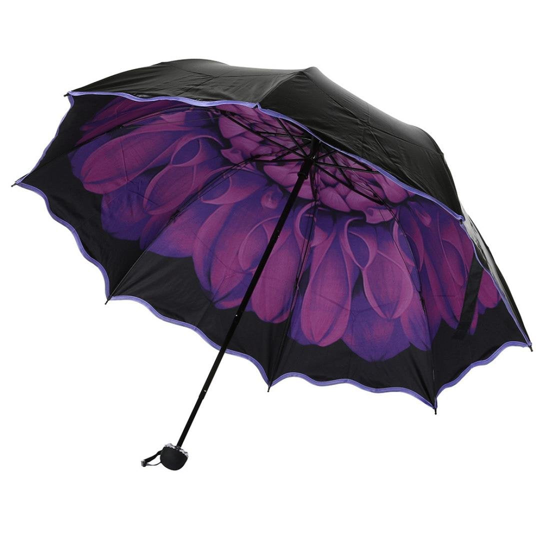 kemilove Travel Parasol Folding Rain Compact Windproof Umbrella Folding Anti-UV Rain Umbrella