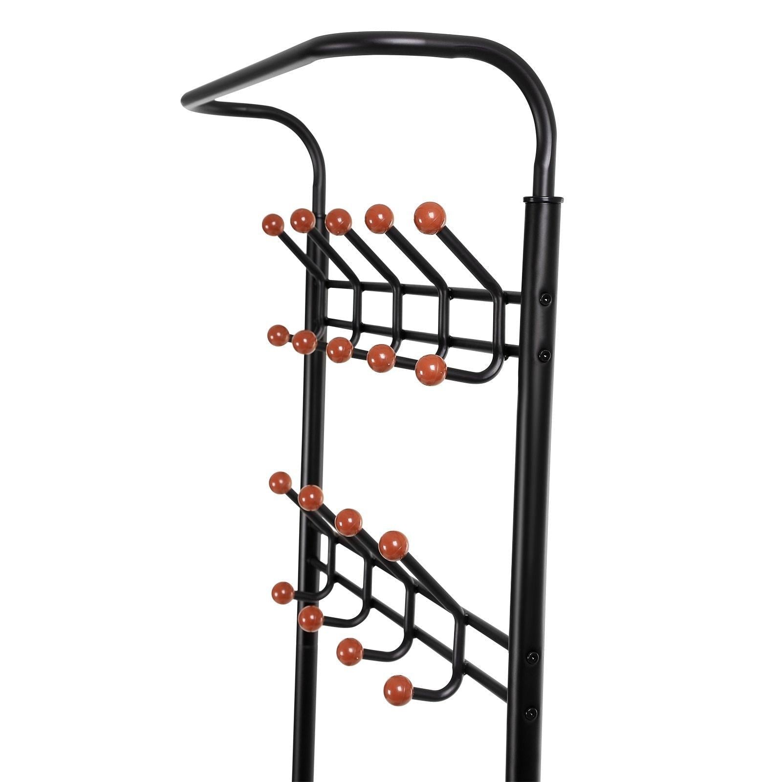 Kitchen songmics entryway coat rack with storage shoe rack hallway organizer 18 hooks and 3 tier shelves metal black urcr67b