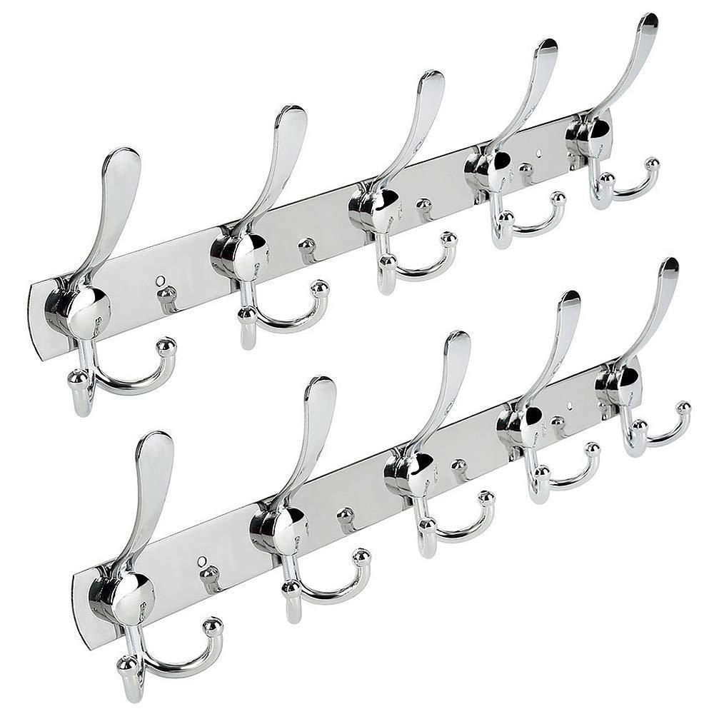 Discover the turefans wall mounted coat hooks hook rail coat rack 2 packs with 15 hooks chrome plated steel coat robe hat hooks