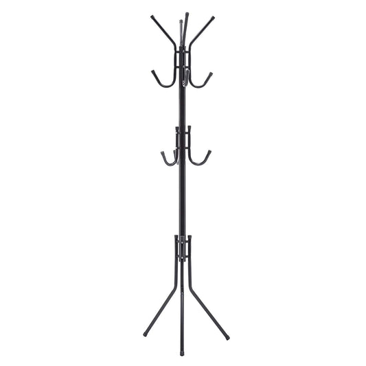 Mecor 10 Hooks 71" Metal Rack Organizer Hanger Hook Stand Coat Hat Handbag Clothes,Black