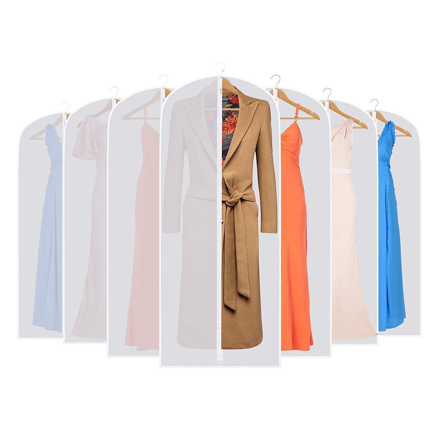 Kitchen skyugle clear garment bags dress cover 24 x 54 breathable hanging clothes storage protector for dance costumes suit coat plastic garment cover with sturdy zipper 7 pack