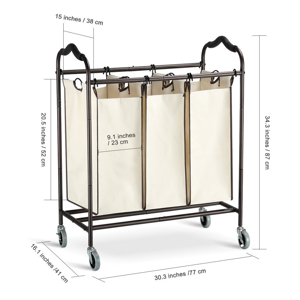 Heavy duty bbshoping organizer laundry hamper cart dirty clothes organibbshoping zer for bathroom bedroom utility room powder coated beige